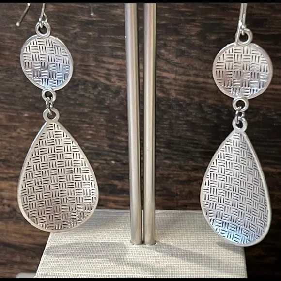 Boho Earrings DOUBLE DROP silver DANGLING TEAR SHAPE multi color Southwest Shine - Picture 6 of 7